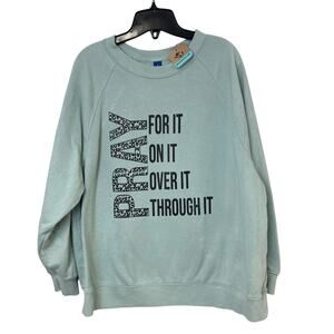 Upcycled Hand Printed Womens Large Pray For It Over It Through It Sweatshirt